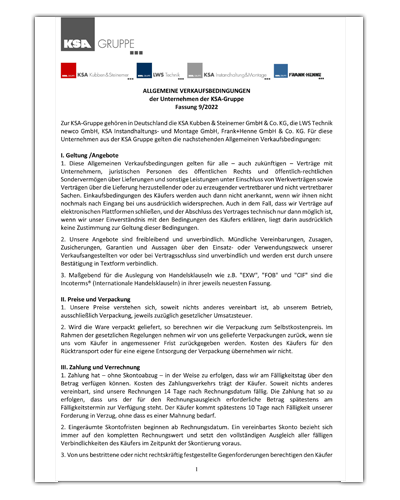 Allgemeine Geschäftsbedingungen der KSA-Gruppe - Deutsch
