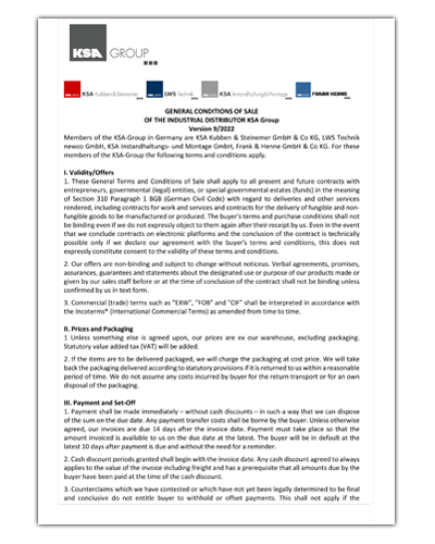 General Conditions of Sale of KSA-Group - English